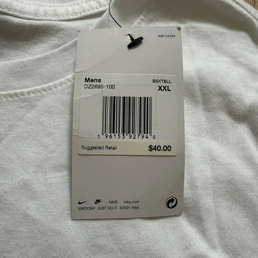 Nike Just Do It Cloud Long Sleeve T-Shirt Mens XXL White Basketball Graphic‎ Tee